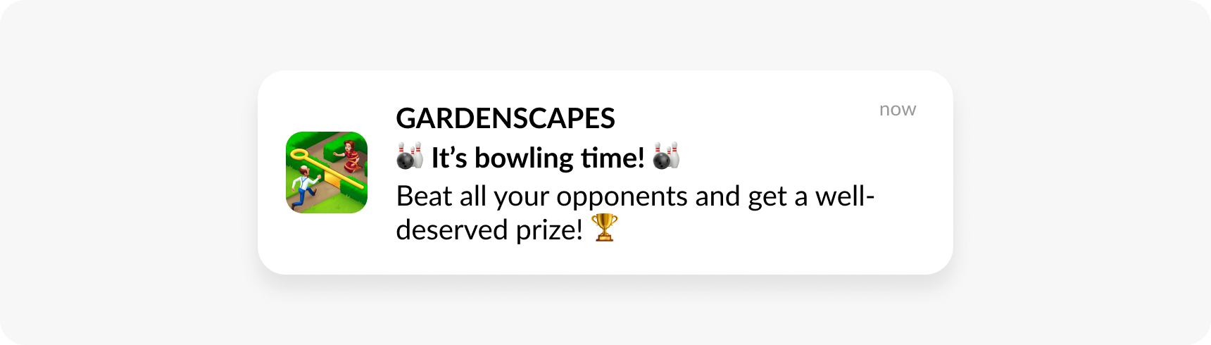 Gardenscapes - Push notification targeted at competitive players